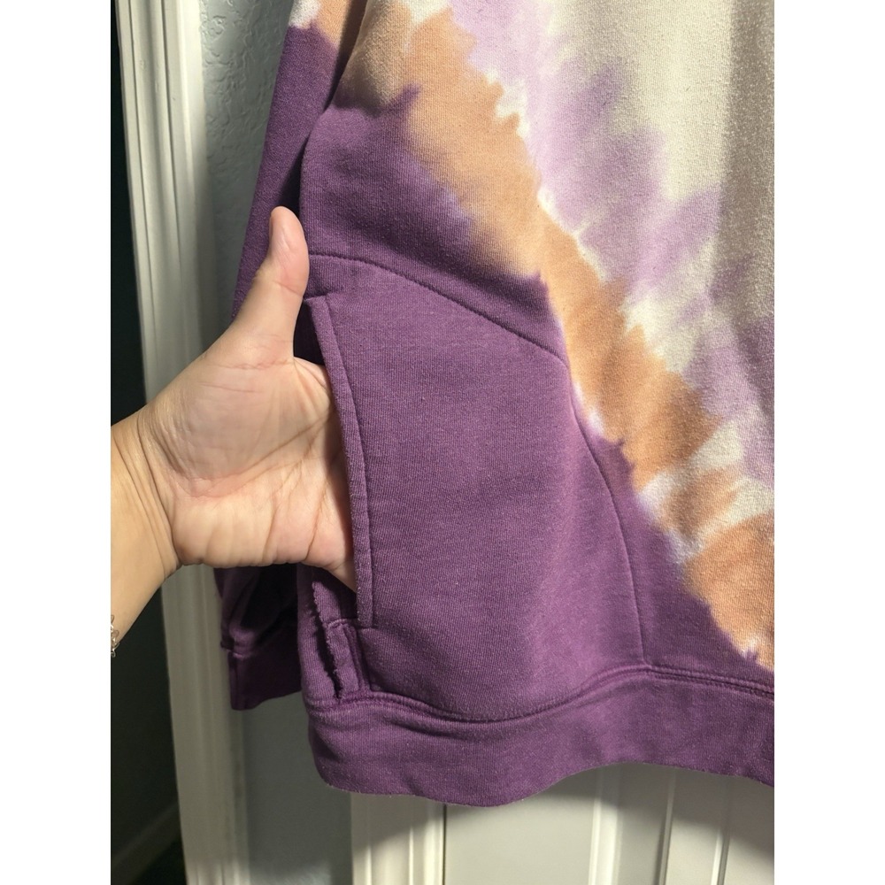 Free People Movement Sweatshirt Small Purple Tie Dye Oversized Pockets Pullover - Picture 3 of 8